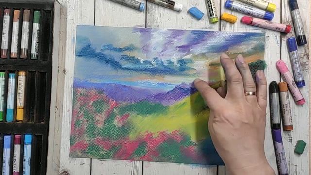 Обзор сухой пастели TOISON DOR Koh-i-Noor + мастер-класс, пейзаж смотреть онлайн