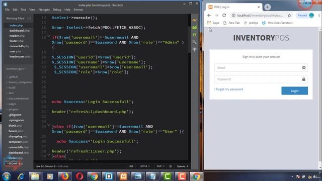 45 || Login code part 04 || Session in php|| Point of sale system in PHP || PHP  8 || #code