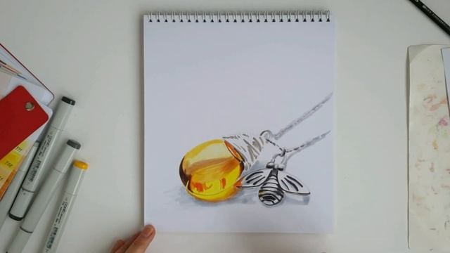 Как нарисовать маркерами янтарное украшение