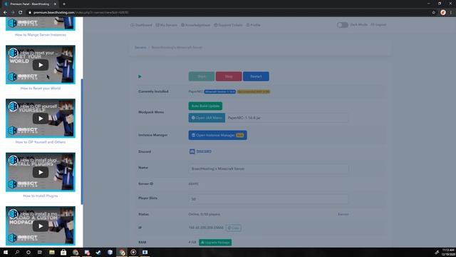 BisectHosting Premium Minecraft Server Control Panel Overview смотреть онлайн