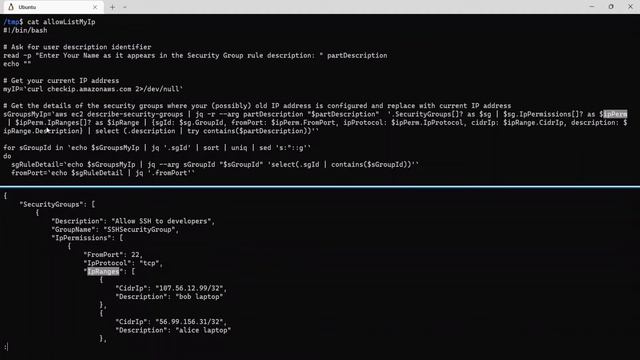 Update AWS security group ingress rules using CLI with current IP address смотреть онлайн