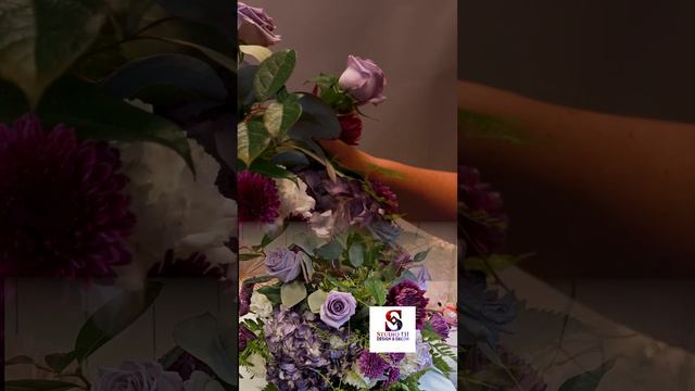 Purple Rose Wedding Centerpiece Fresh Floral Decor with Mums and Greenary