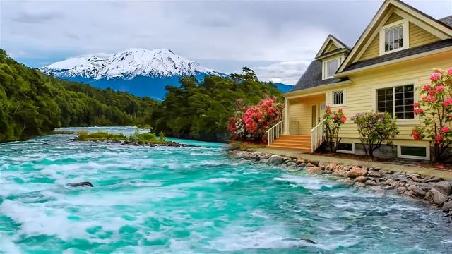 ФОН для видео-монтажа. Красивый дом у реки. смотреть онлайн