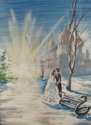 Мастер Класс. Гуашь. ОНЛАЙН УРОК. ЗИМНЕЕ ВЕНЧАНИЕ