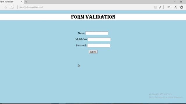 USER FORM VALIDATION | USING HTML,CSS AND JS