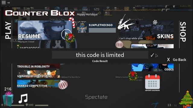 code for holiday roblox counter blox смотреть онлайн