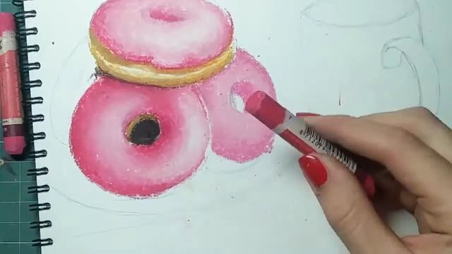 КАК НАРИСОВАТЬ: пончики масляной пастелью + ОБЪЯВЛЕНИЕ смотреть онлайн
