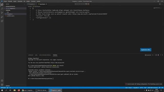 Visual Studio Code C# Debug Hatası 2022
