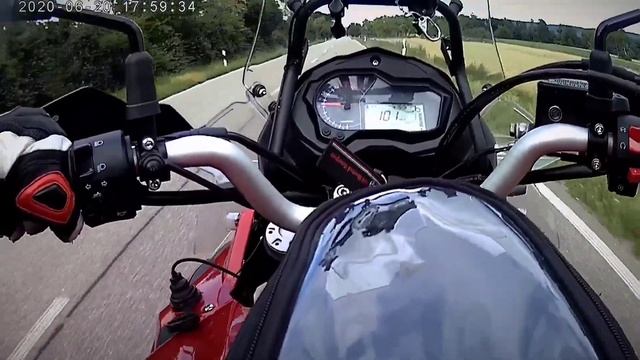 Benelli TRK 502 работа двигателя, скорость на средних оборотах и на автомагистрали. смотреть онлайн