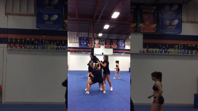 Cheerleading- kick double basket toss