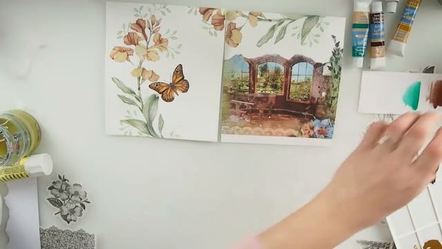 Using Napkin for Decoupage Collage Journal Page for a Subscriber 5   Maremis Small Art 