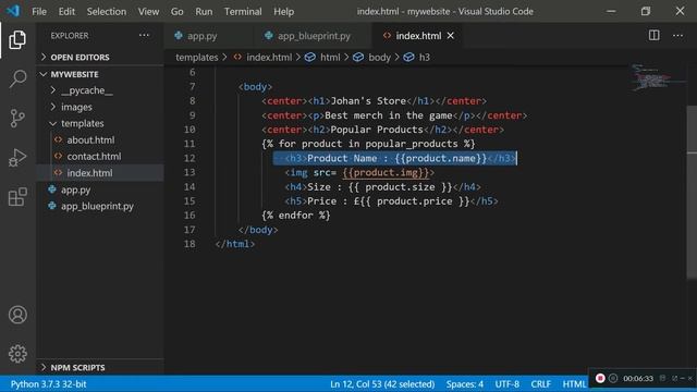 Python Tutorial - Flask for beginners part 4(Using If and Else Statements in rendered HTML template