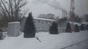 МЦК вид из окна поезда ЭС2Г Ласточка на снежную Москву проезд по перегону Ростокино-Ботанический сад