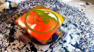 Acrylic Pouring Technique (38) - Wicked Slow Motion Colorful Spiral Spinning Machine Straight Pour