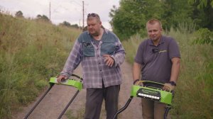 Газонокосилки Greenworks Commercial 82LM30S, 76 см (арт 2519207) и LM221S, 82V, 56 см (арт 2519407)