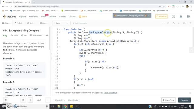 Backspace String Compare | JAVA | Stack смотреть онлайн