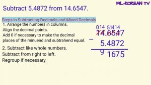 Adding and Subtracting Decimals and Mixed Decimals through Ten Thousandths with Regrouping