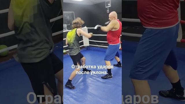 Отработка ударов после уклона. #бокс #boxing #hooks