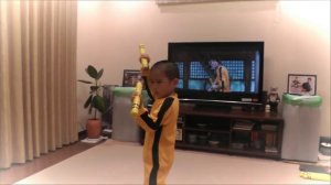 My son(5year old) acting Bruce Lee's nunchaku scene