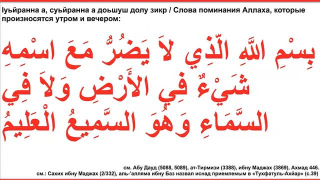 Дуа 86 - 27. Слова поминания Аллаха, которые произносятся утром и вечером смотреть онлайн