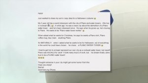 Plano Water Tower Demolition Recreated by Boy for Halloween