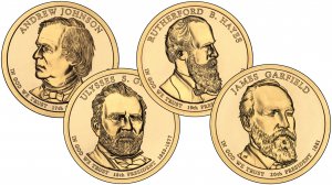Монеты 1 доллар США из серии Президенты выпуска 2011 года.