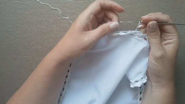 Салфетки, платочки. Обвязка края крючком. №3