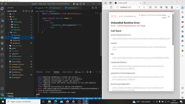 How to solve "ClerkInstanceContext not found" error in nextjs applications смотреть онлайн
