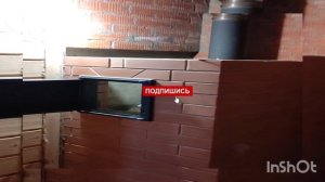 Установка банной печи Гефест в облицовке.
