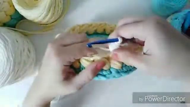 Корзинка из трикотажной пряжи крючком. Мастер класс. Узор пышный столбик смотреть онлайн