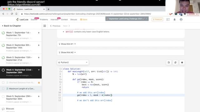 1239. Maximum Length of a Concatenated String with Unique.. - Day 22/30 Leetcode September Challeng смотреть онлайн