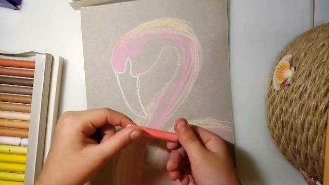 Как рисовать фламинго сухой пастелью