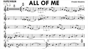 All Of Me Flute Violin Sheet Music Backing Track Partitura Single Page for Screenshot