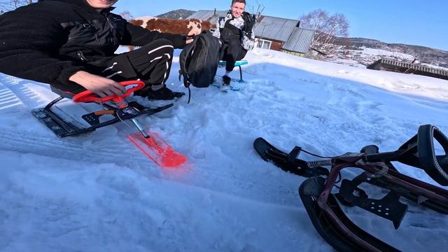 ❄Снегокат/Покатушки на снегокатах/Съезд с самой высокой ГОРЫ!!!