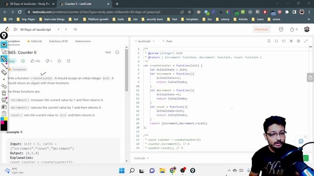 Counter II | 30 Days of JavaScript | LEETCODE 2665 | CLOSURE