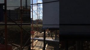 Покраска ОСБ снаружи краской Vinha краскопультом