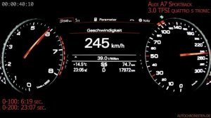 Разгон ауди а7 3.0 tfsi от 0 до Max . Audi A7 Sportback 3 0 TFSI quattro s tronic 0 to VMax