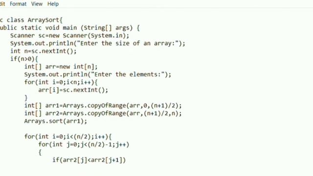 Sort First and Second Half of an Array Java Program смотреть онлайн