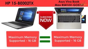 Gaming Laptop HP 15-BE002TX vs Asus Vivo Book Max R541UV-GO573T Detail Compare