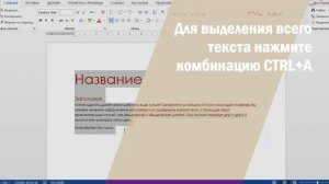 Как выделить весь текст в WORD