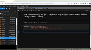 Machine Learning Project : Implementing Bag of Words | Converting Words to Lowercase
