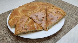Заливной пирог с капустой и яйцом. Много начинки, тонкое тесто