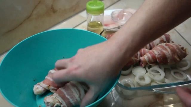 Куриная голень в беконе запечённая в духовке (Chicken drumsticks wrapped in bacon)