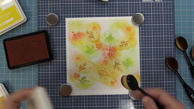 Intro to Fall Leaves Background Stencils + 2 cards from start to finish