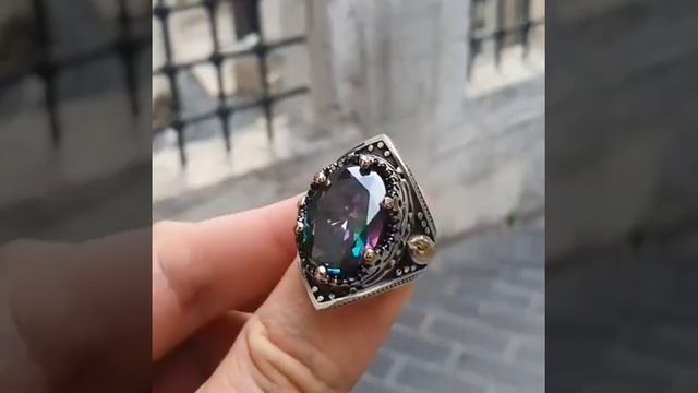 Серебряное кольцо Дагестана С мистическим топазом ручной работы