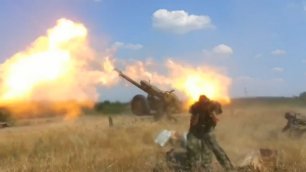 Обстрел и быстрый уход артиллерии с позиций - ополчение ЛНР | Ukraine