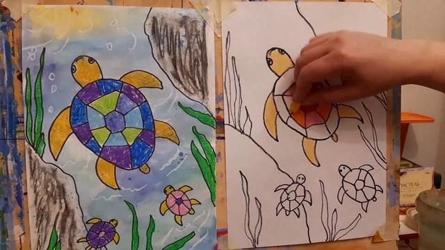 Рисуем морскую черепаху