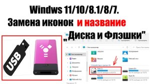 Как поменять, изменить, переименовать иконки диска и флэшки в Windows 11/10/8 1/8/7 на свои.