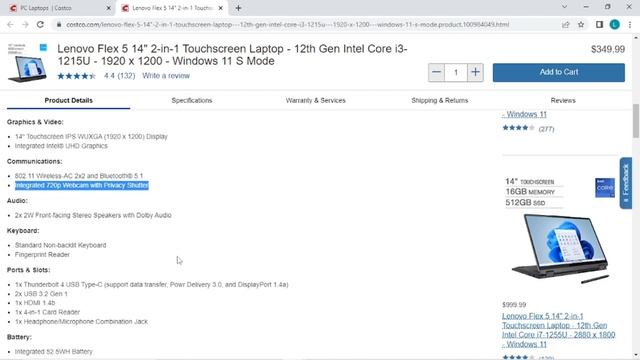 Costco Budget Laptop Deal Lenovo Flex 5 Core i3-1215U $349 смотреть онлайн