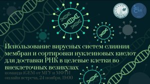 Научный клуб ФББ. MIPT IGEM Team 2021. Использование вирусных систем для доставки РНК.